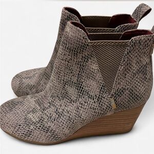 TOMS Snakeskin Pattern Ankle Boots with Wedge Heel